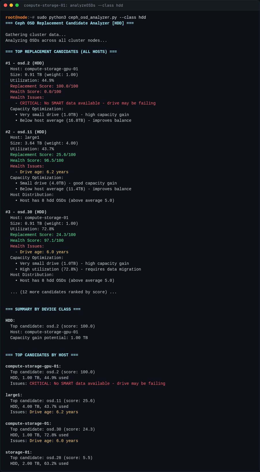analyzeOSDs --class hdd