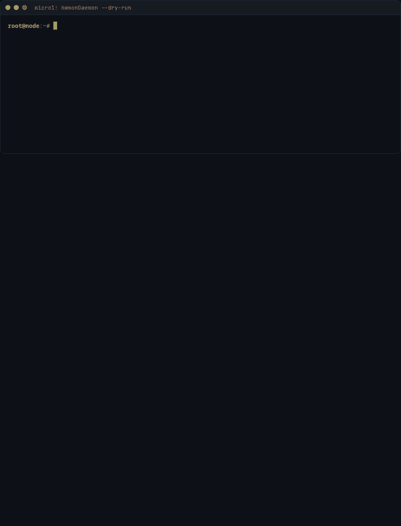 hwmonDaemon dry-run: health summary followed by the ticket it would create