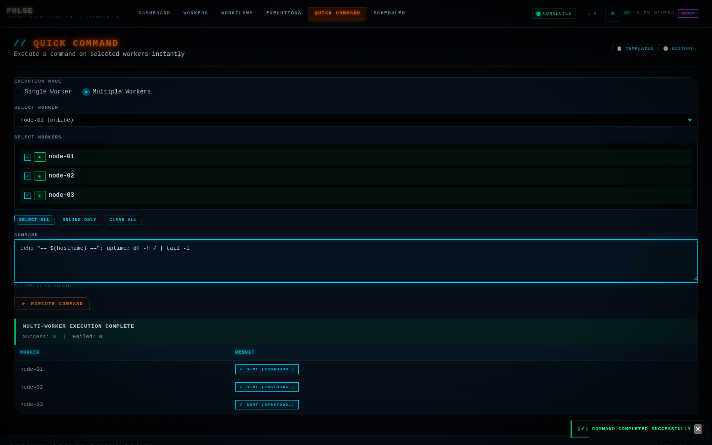 Quick command result