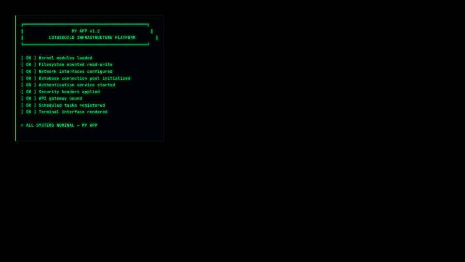 Design system walkthrough: boot sequence, command palette, theme toggle and component reference