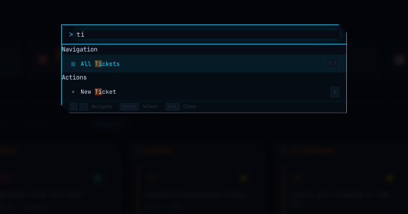 Command palette filtering "ti"